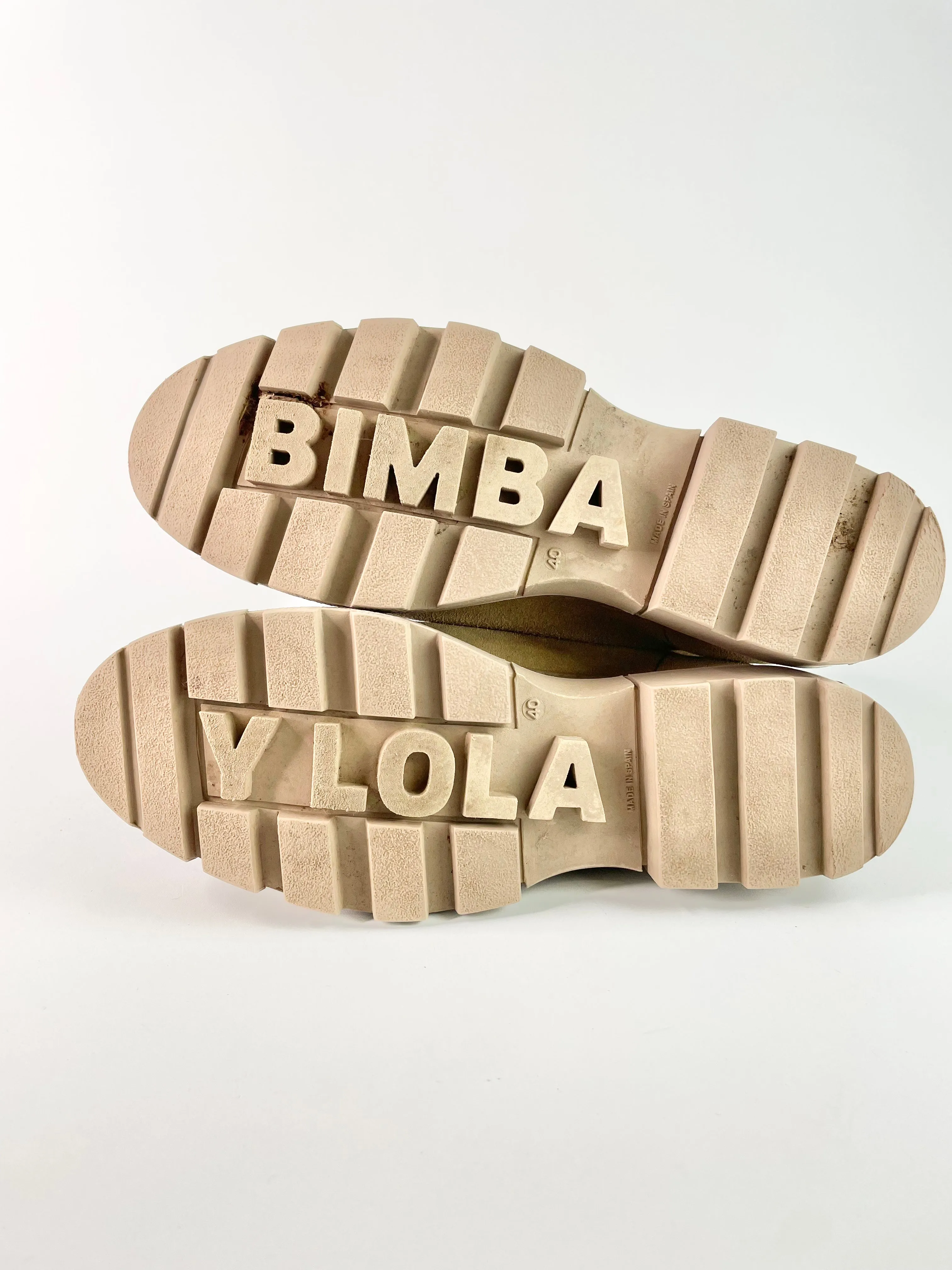 Bimba Y Lola Beige Suede Lace Up Boots - EU40