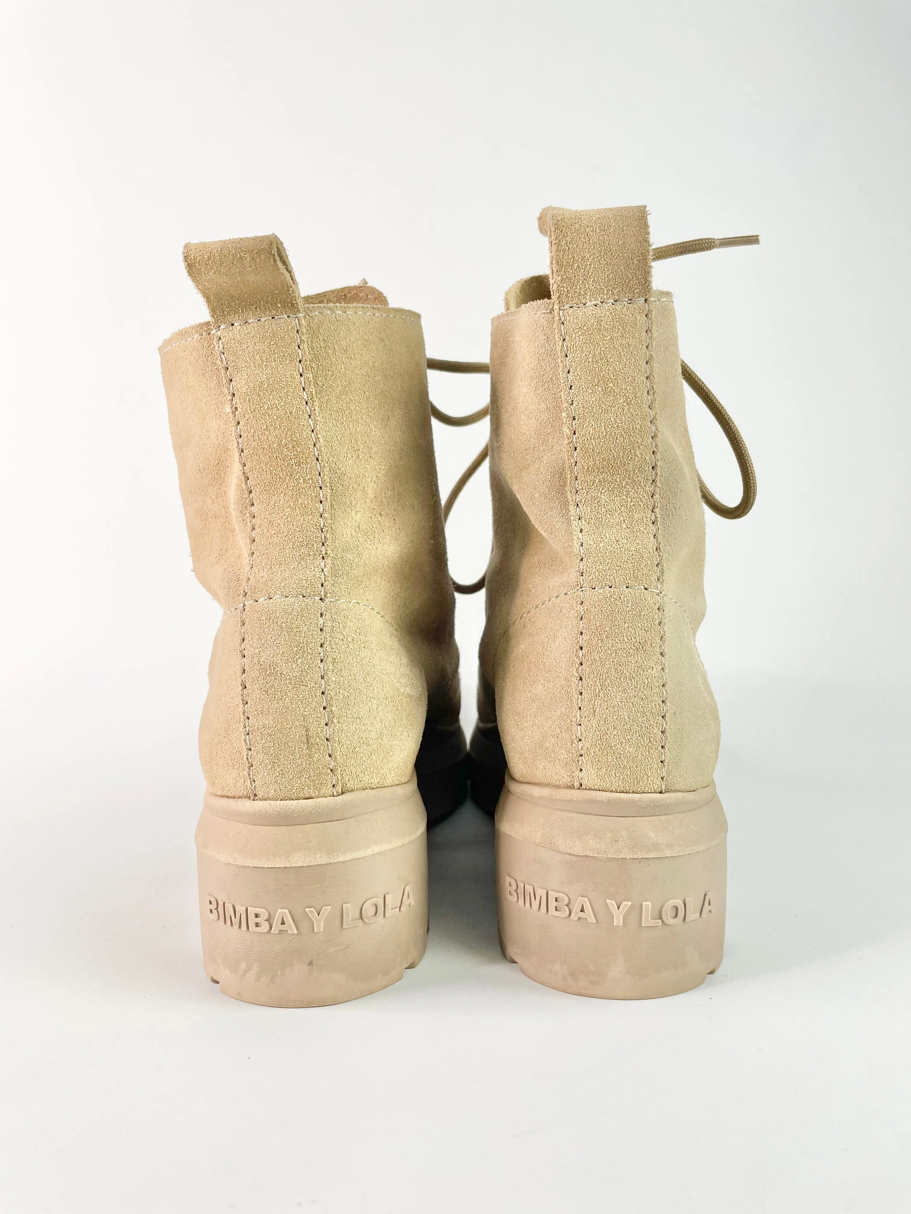 Bimba Y Lola Beige Suede Lace Up Boots - EU40