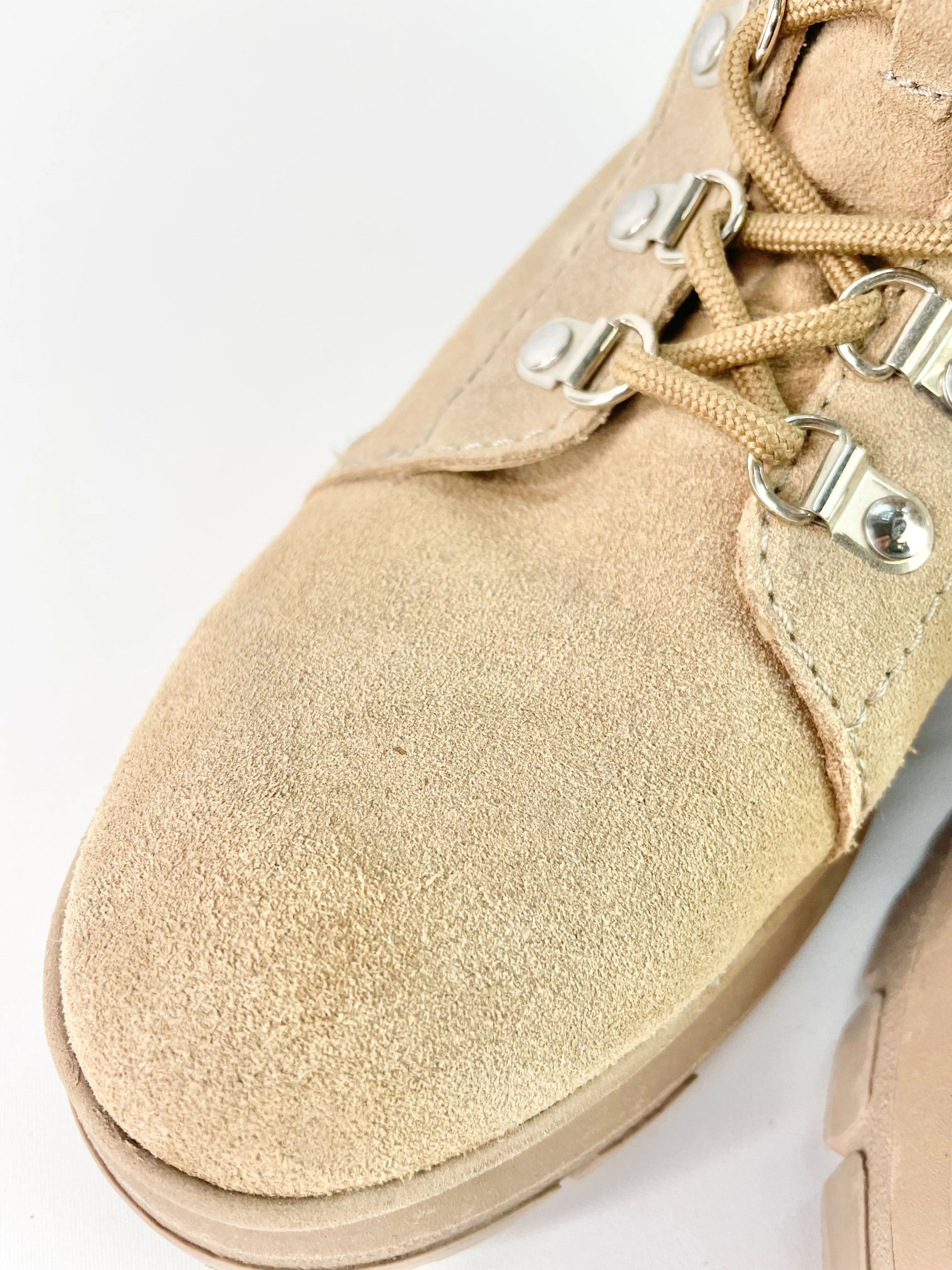Bimba Y Lola Beige Suede Lace Up Boots - EU40