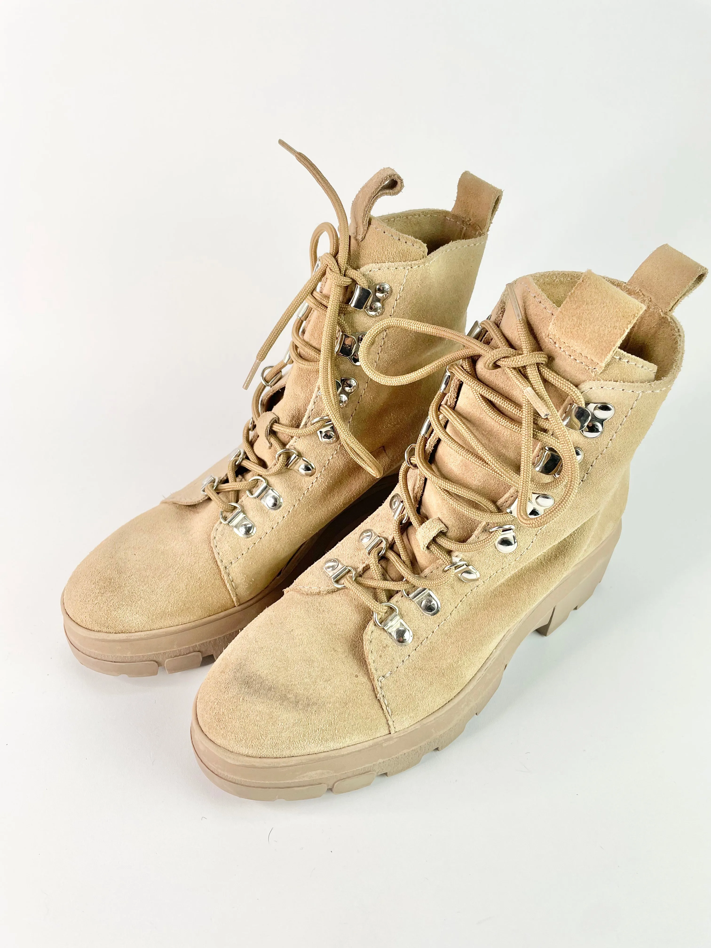 Bimba Y Lola Beige Suede Lace Up Boots - EU40