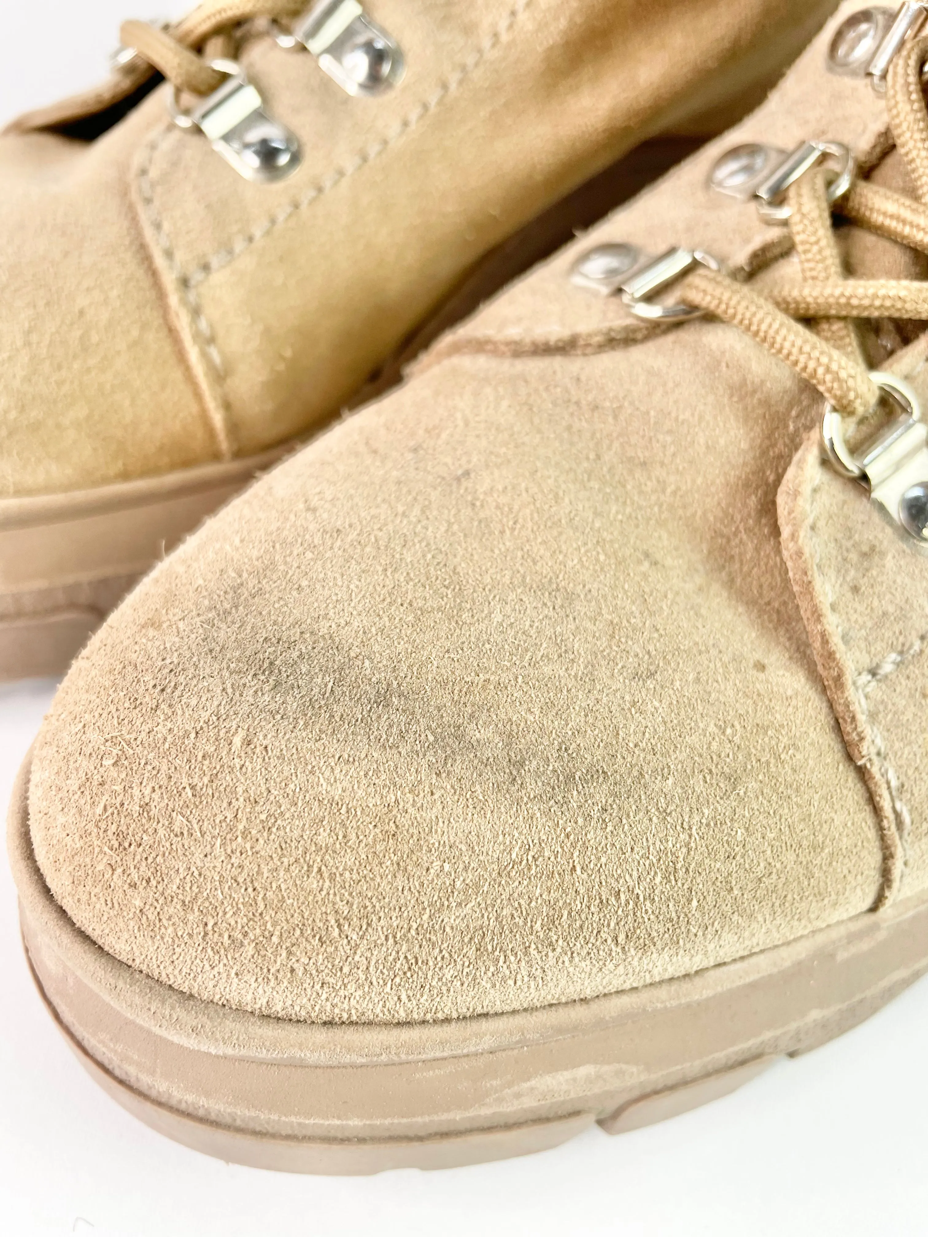Bimba Y Lola Beige Suede Lace Up Boots - EU40