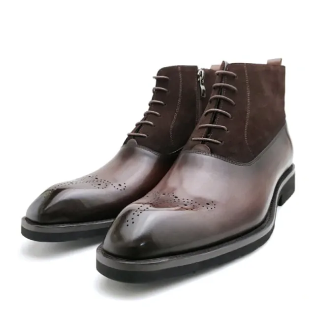 Brogue Style Genuine Leather Winter Boots