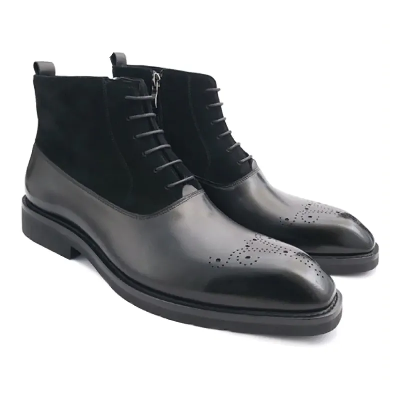 Brogue Style Genuine Leather Winter Boots