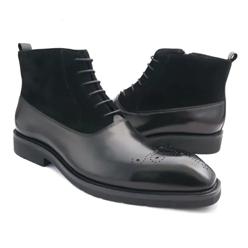 Brogue Style Genuine Leather Winter Boots
