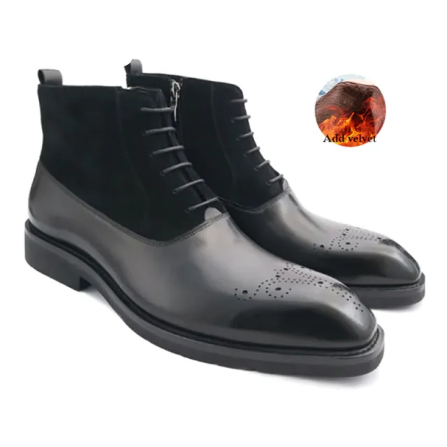 Brogue Style Genuine Leather Winter Boots