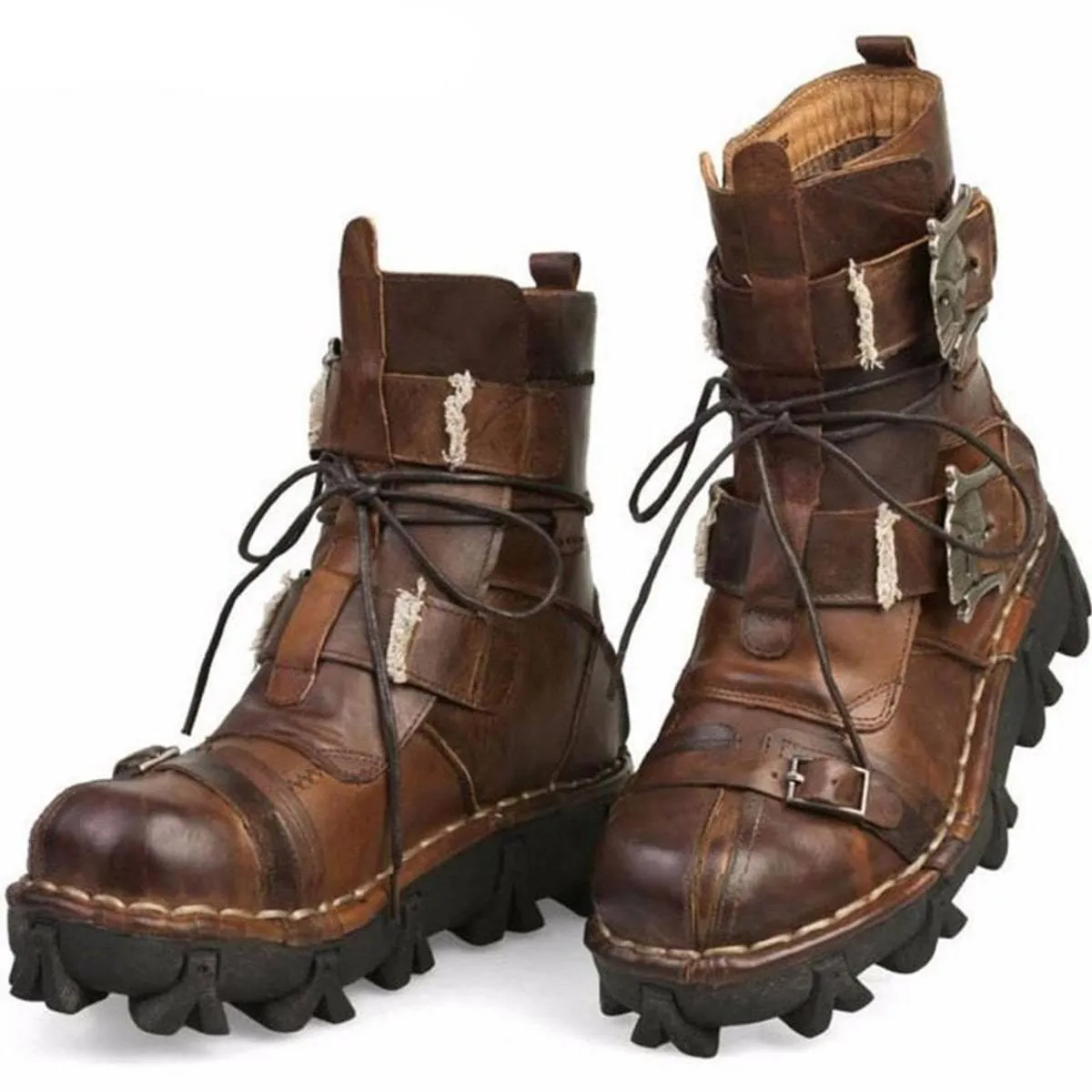 Handmade Leather Skull Boots