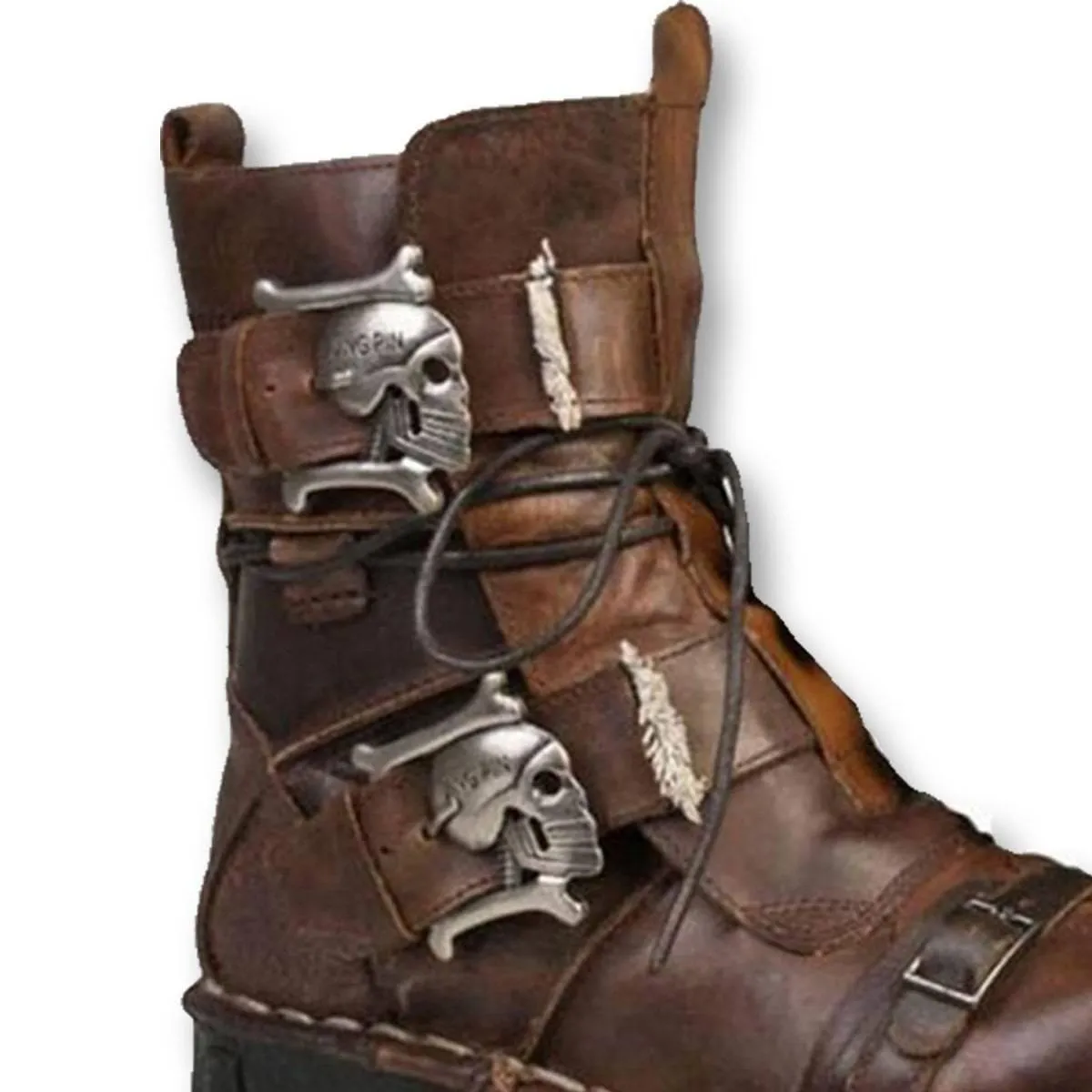 Handmade Leather Skull Boots