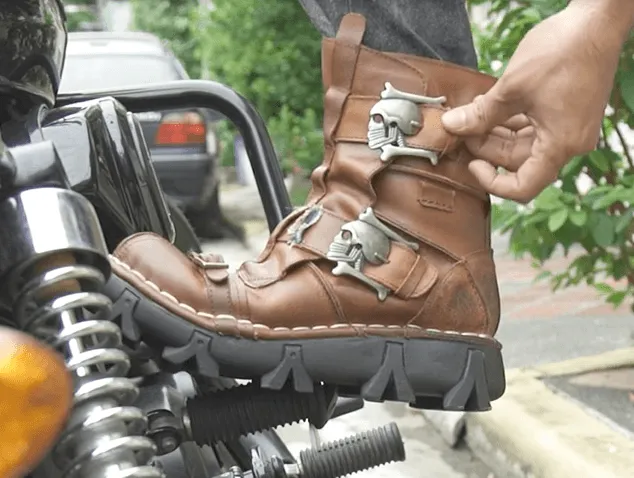 Handmade Leather Skull Boots