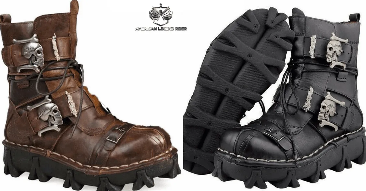 Handmade Leather Skull Boots