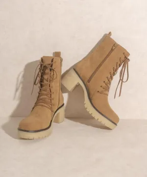 Ivy Zip Military Boots in Camel