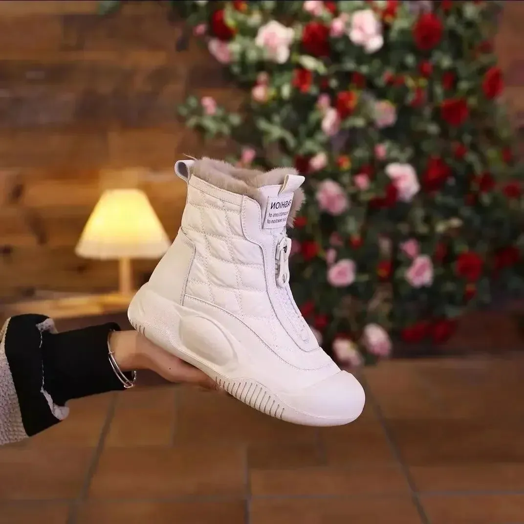 Julie – Women's Front Zipper Plush Platform High Snow Boots
