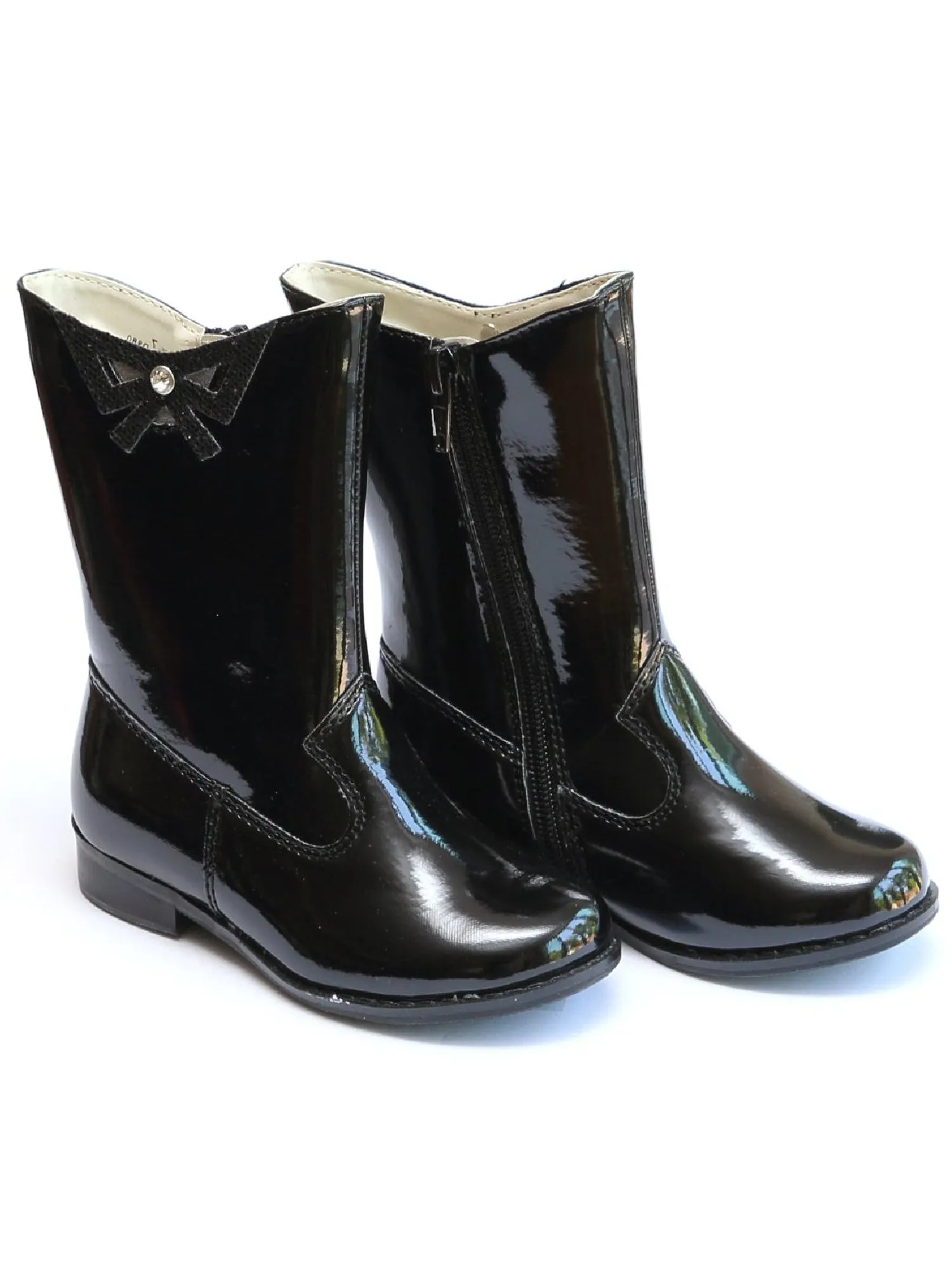 Lamour Girls Black Glitter Bow Applique Fashion Boots 11-4 Kids