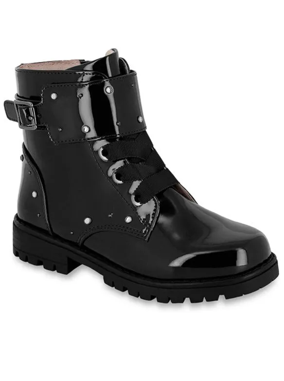 Mayoral Mini Patent Leather Biker Bootie Black_46311-30