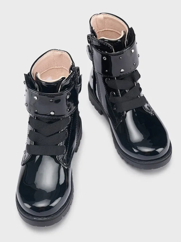 Mayoral Mini Patent Leather Biker Bootie Black_46311-30