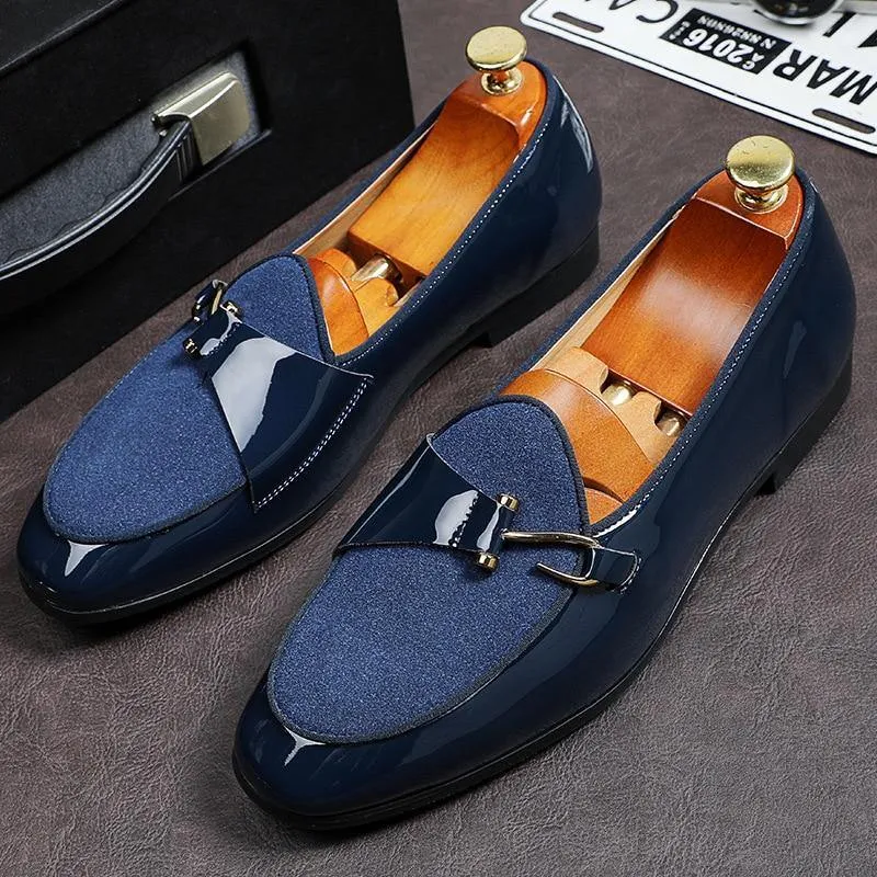 Men's Patent Leather Loafters W/ Metal Hook Details