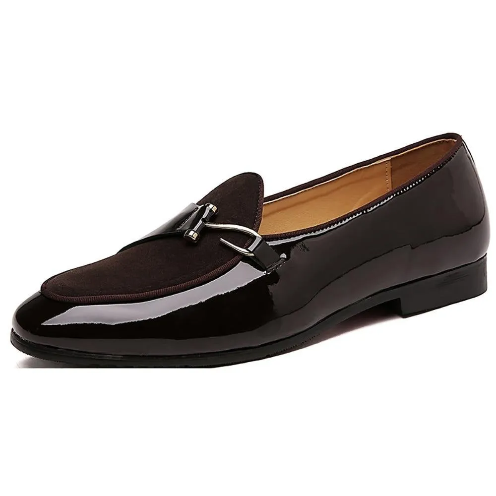 Men's Patent Leather Loafters W/ Metal Hook Details