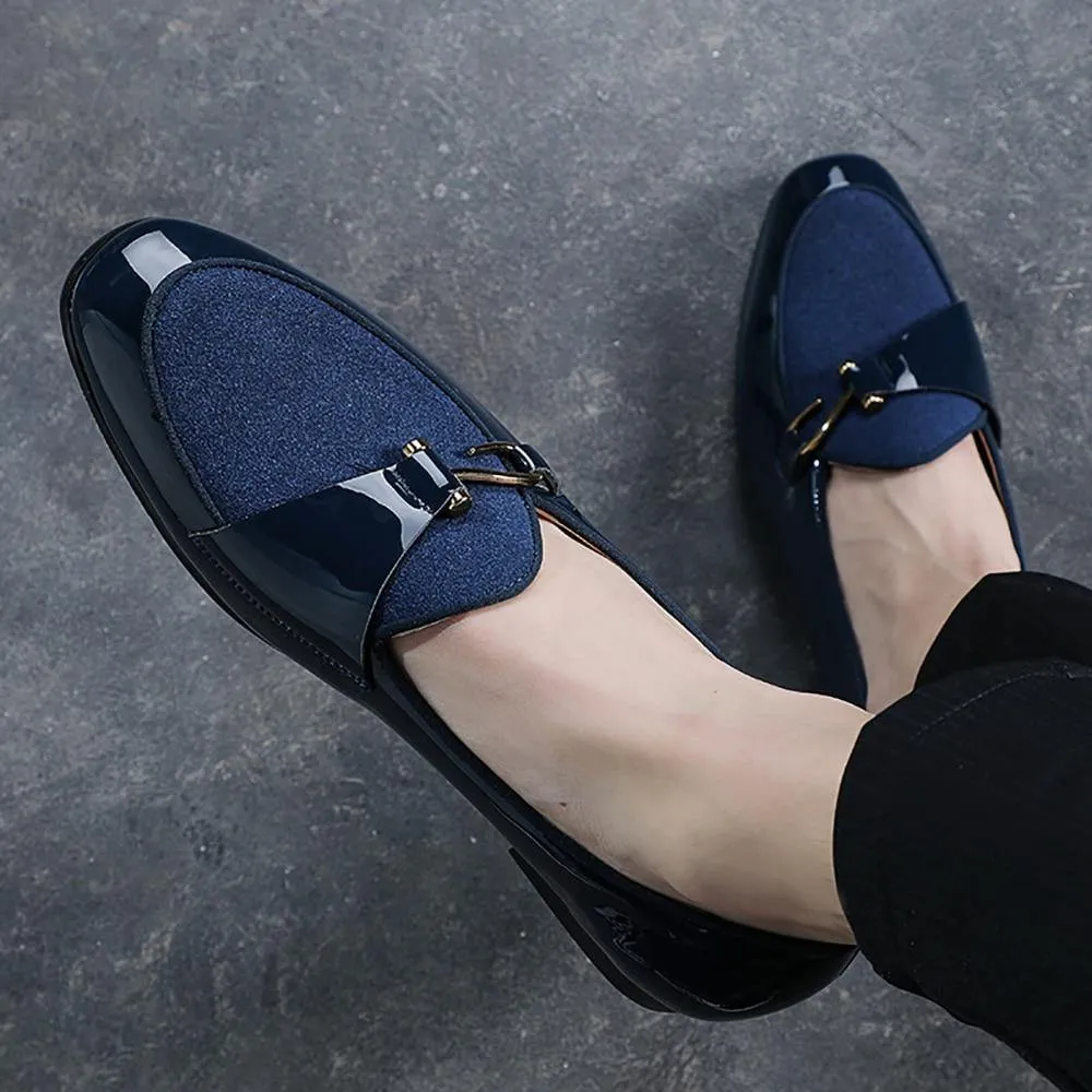 Men's Patent Leather Loafters W/ Metal Hook Details