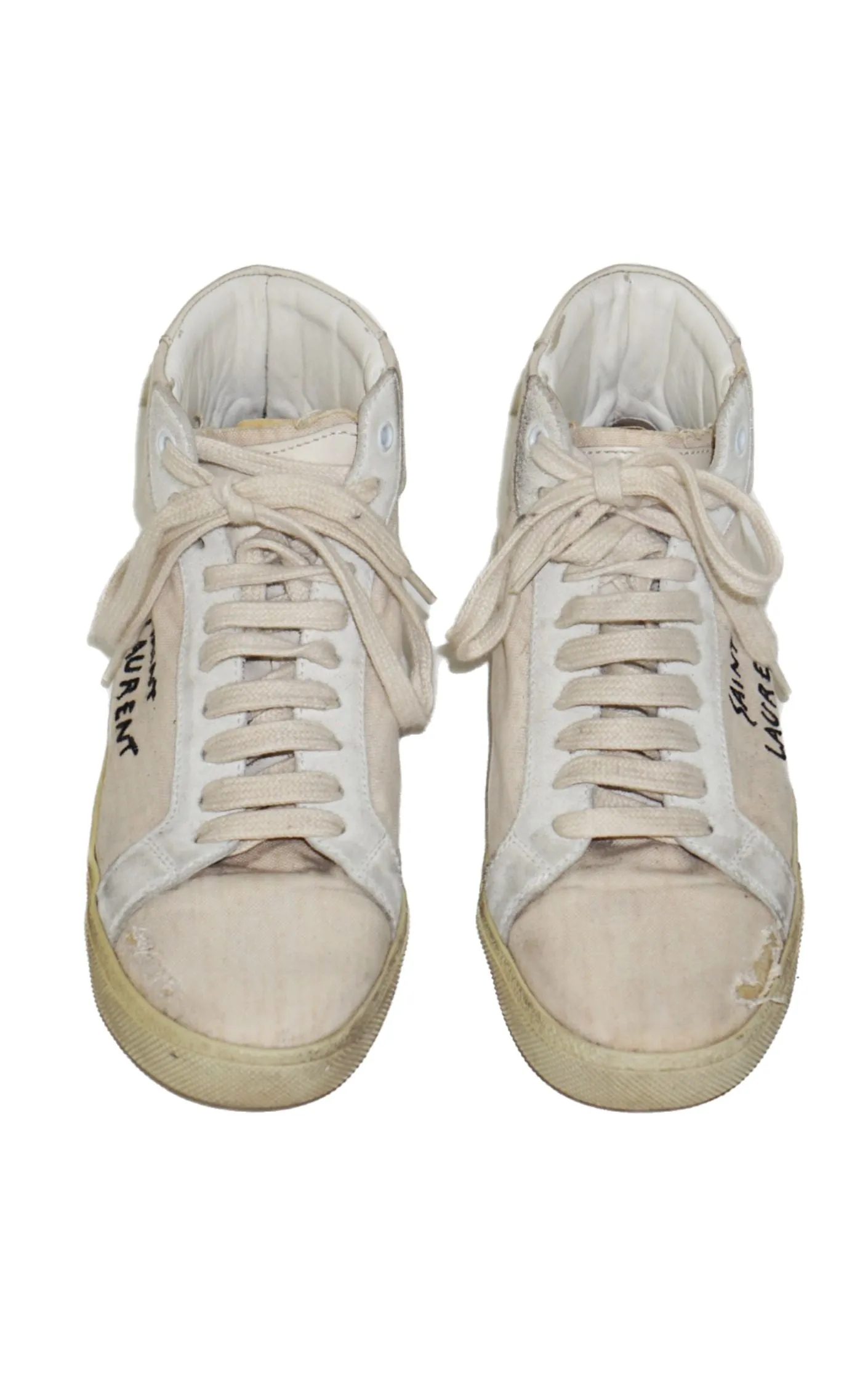 SAINT LAURENT Logo White High Top Sneakers