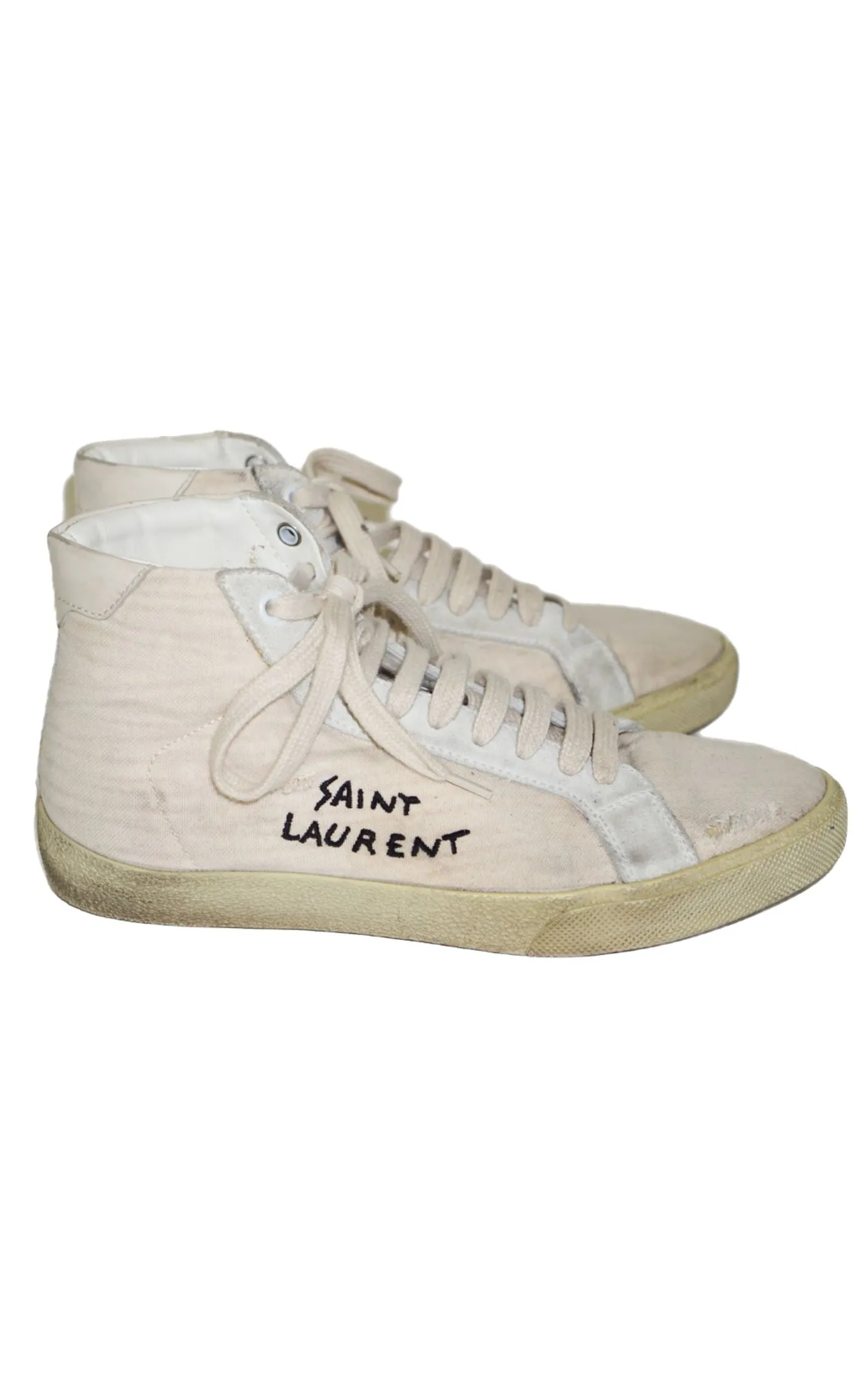 SAINT LAURENT Logo White High Top Sneakers