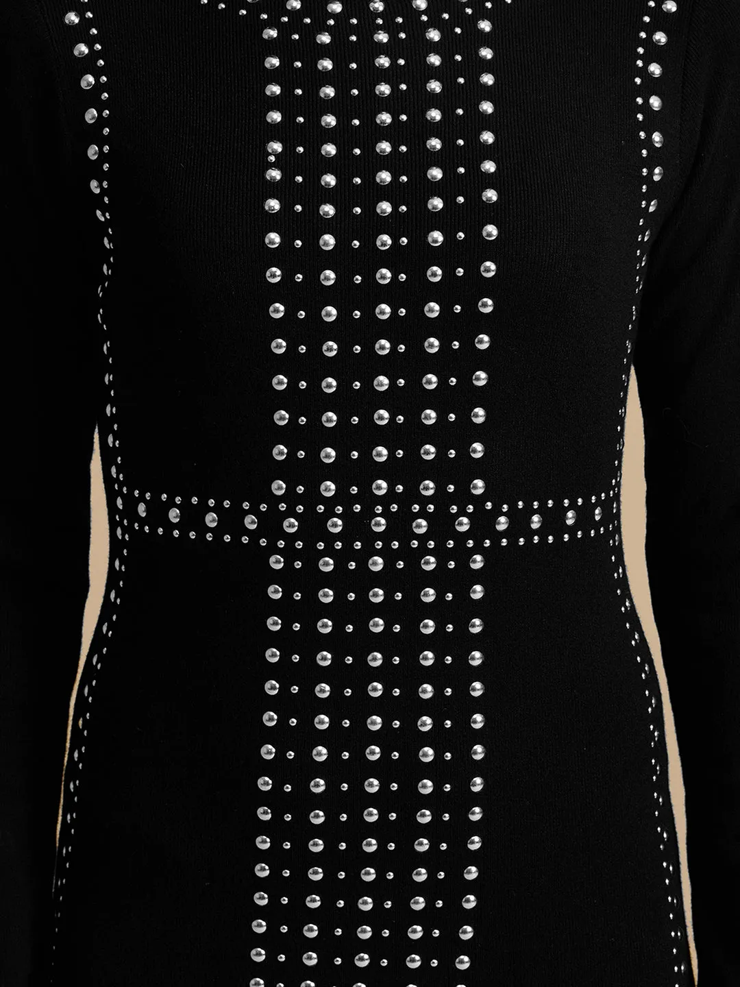 Studded Knitted Winter Mini Dress